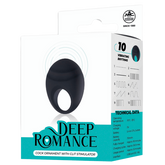 Deep Romance 10 Function Cock Ornament With Clit Stimulator Black Vibrating Cock Rings